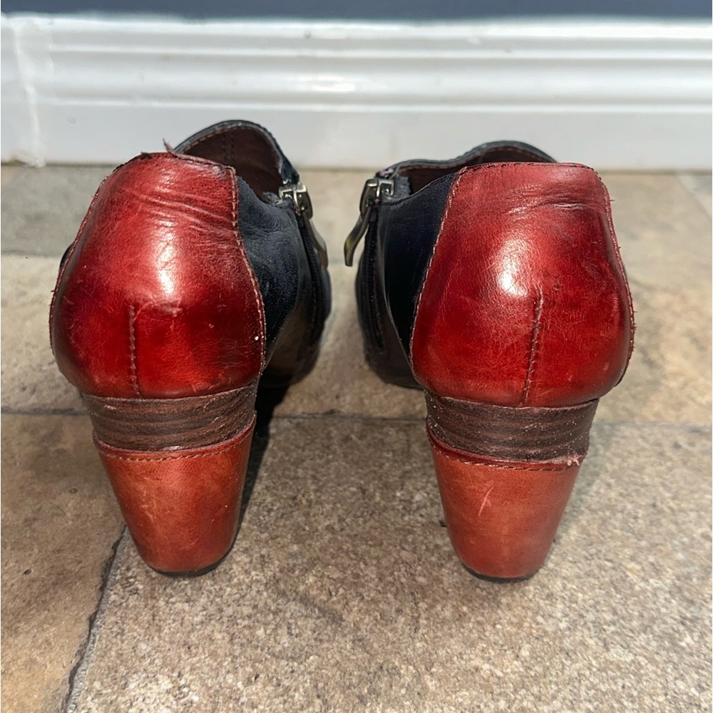 L’Artiste Leather Shoes Size 36 Red Black Zip Detail Artistic Comfort - Picture 5 of 9